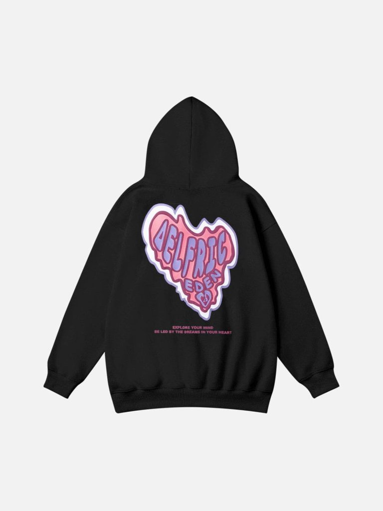 Aelfric Eden Pink Heart Graphic Pullover Hoodie