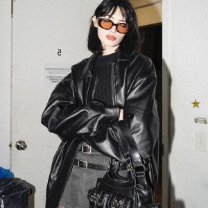 Aelfric Eden Zip Up Ruched Leather Jacket