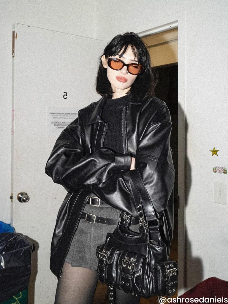Aelfric Eden Zip Up Ruched Leather Jacket
