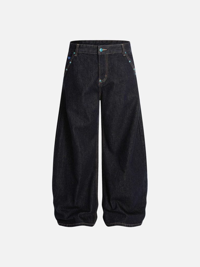Aelfric Eden Vintage Rivets Raw Baaggy Barrel Jeans