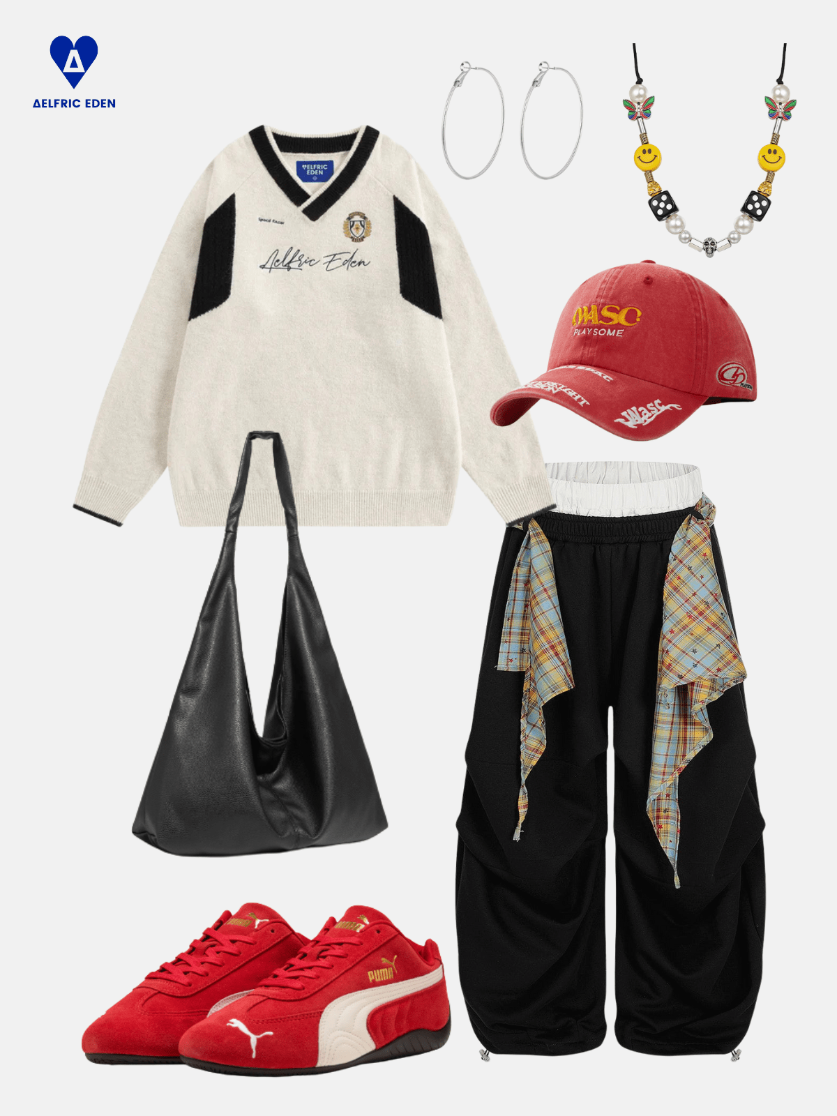 Aelfric Eden Patchwork V-Neck Sweater - Image 3