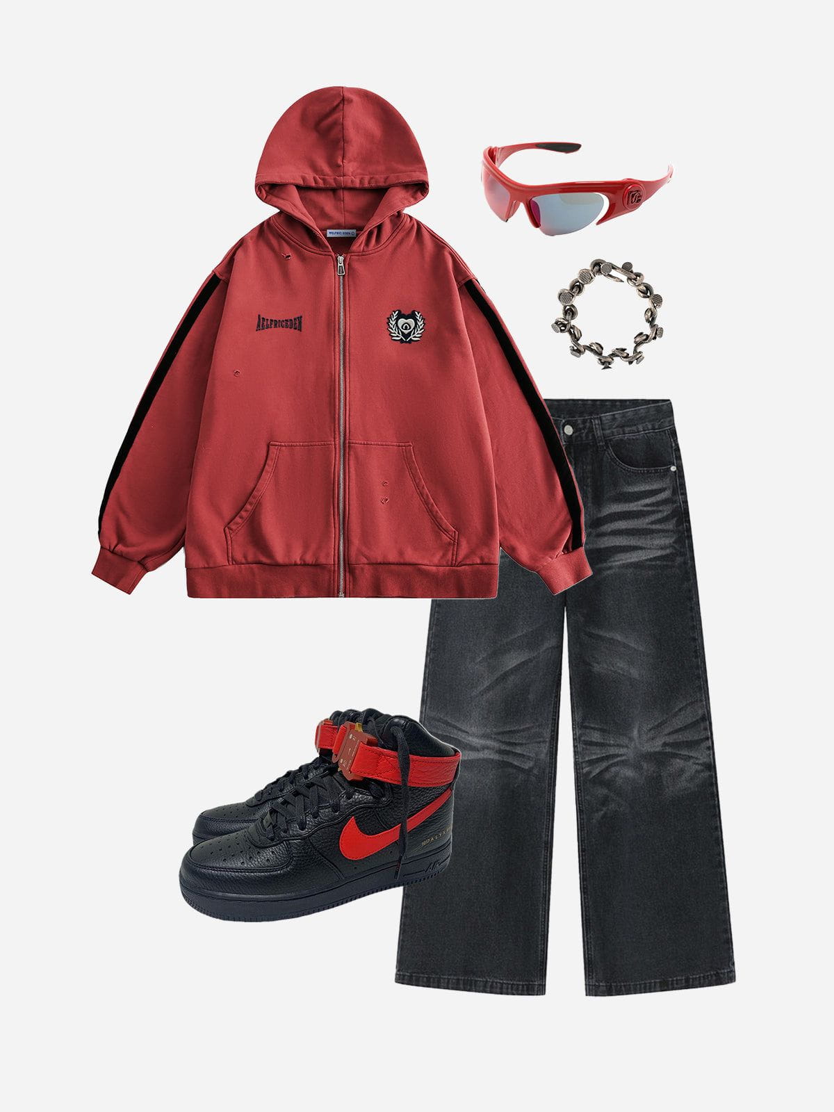 Aelfric Eden Embroidery Zip Up Hoodie - Image 3