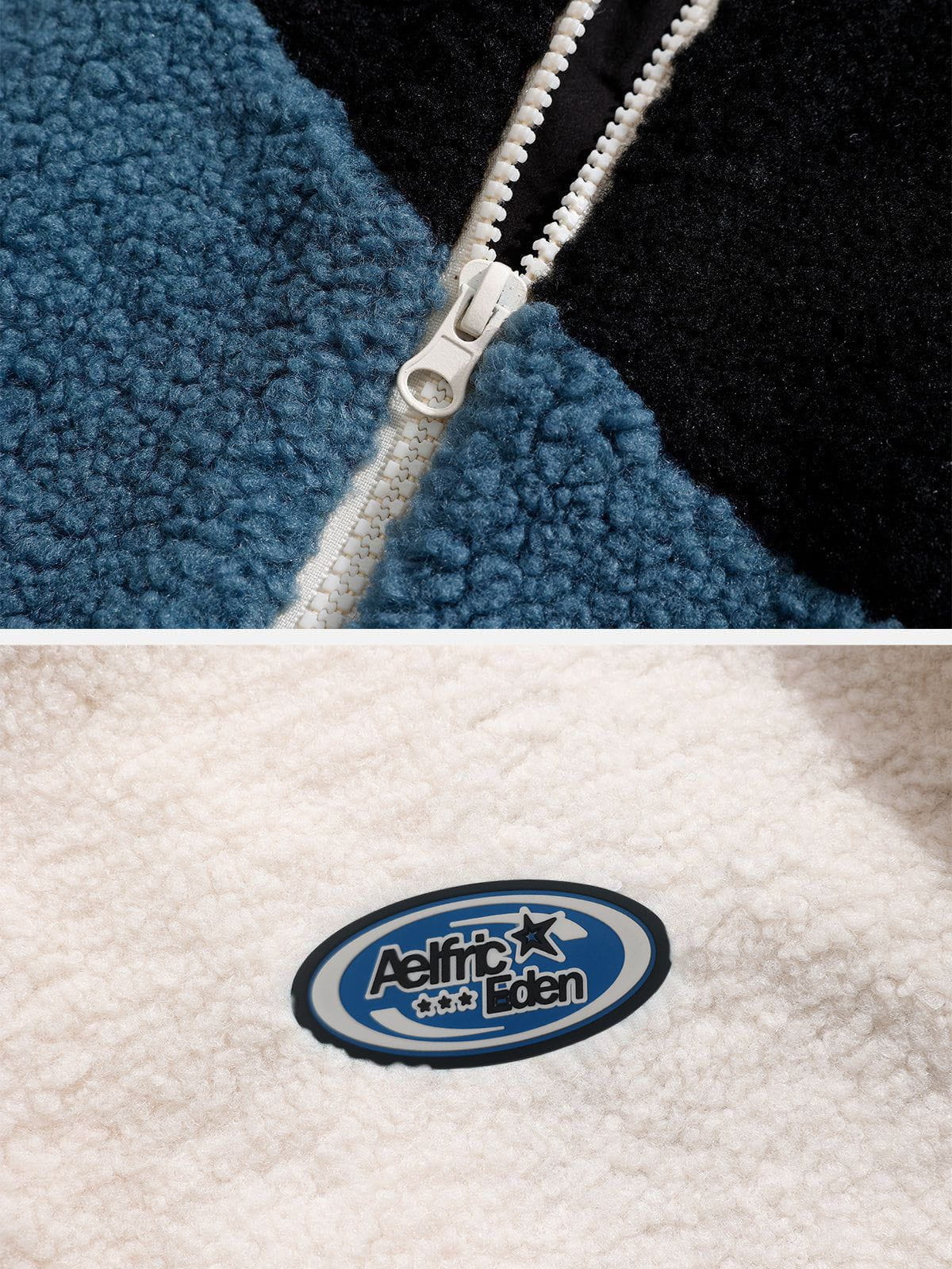 Aelfric Eden Three-color Patchwork Sherpa Coat - Image 11