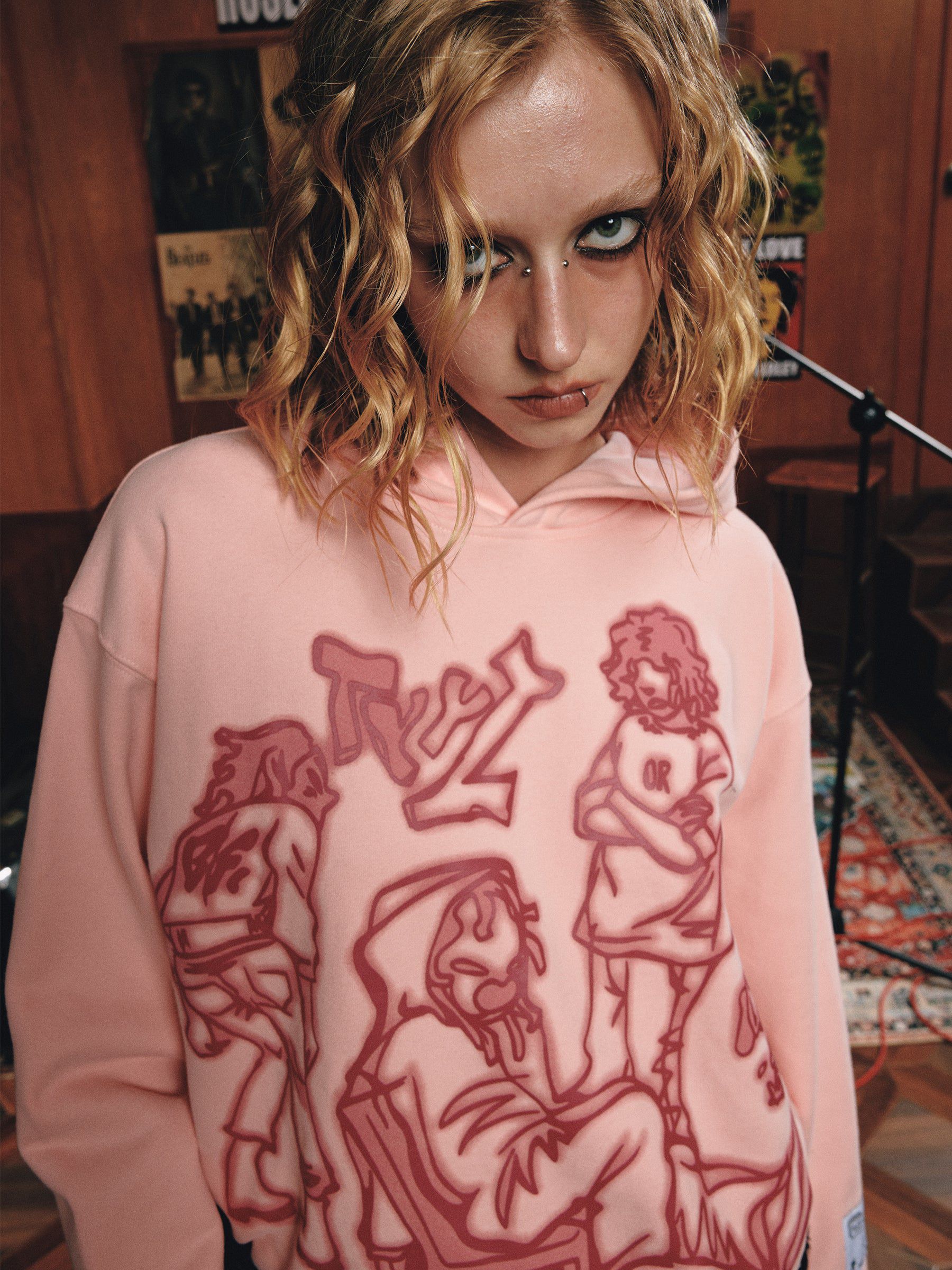 Aelfric Eden Cartoon Line Character Graphic Hoodie - Image 3