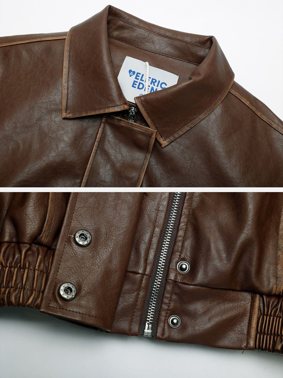 Aelfric Eden Line Patchwork Faux Leather Jacket - Image 4