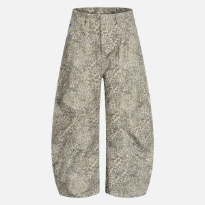 Aelfric Eden Leopard Washed Baaggy Barrel Jeans