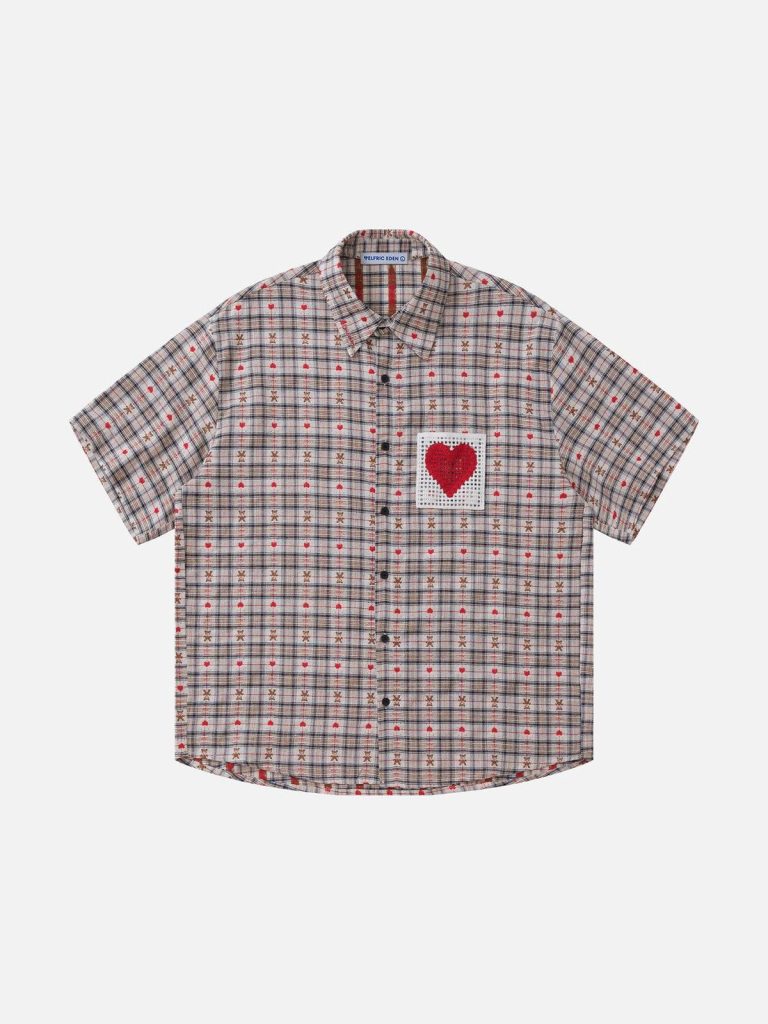 Aelfric Eden Crochet Heart Pocket Plaid Shirt