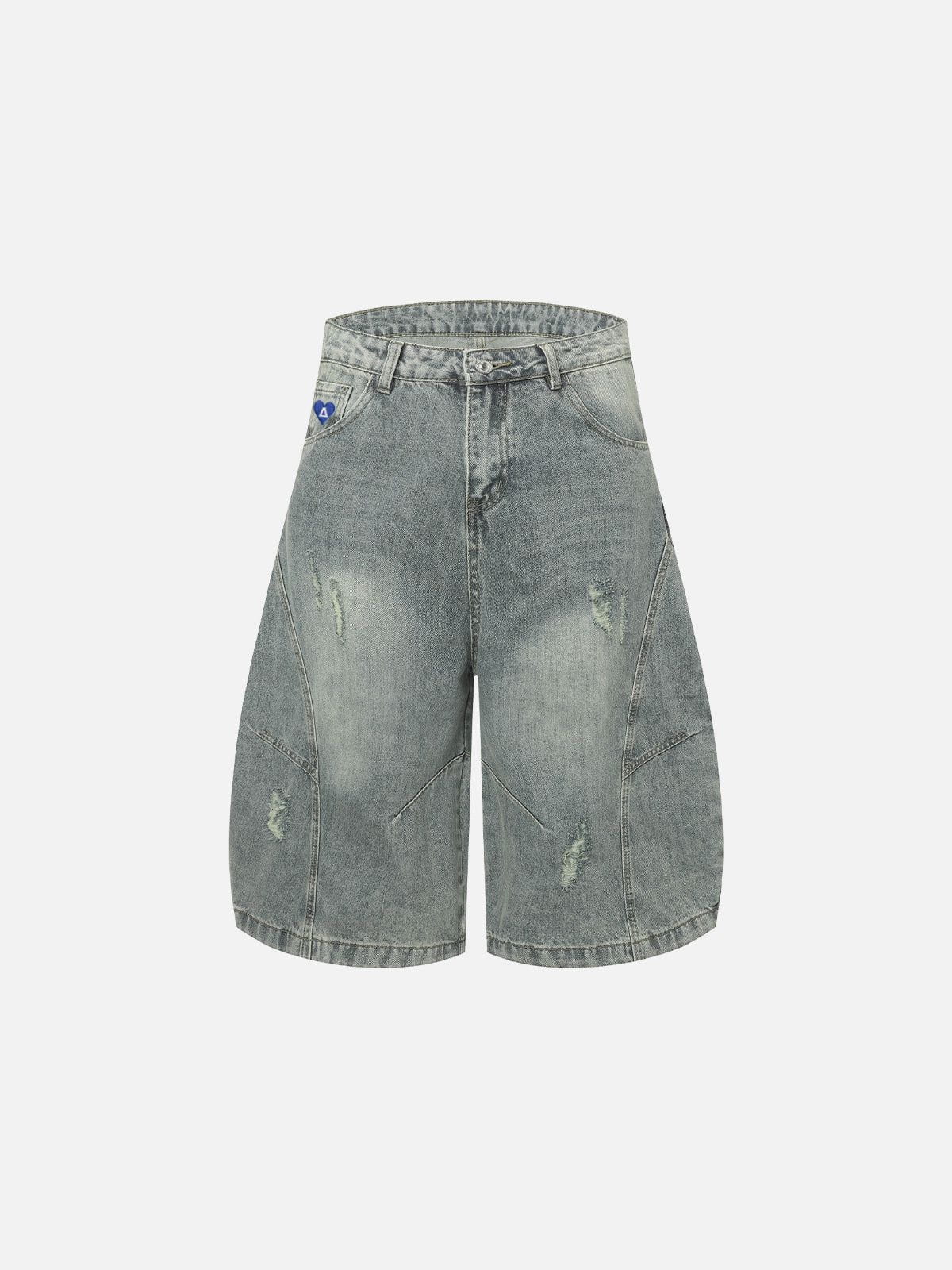 Aelfric Eden Washed Distressed Longline Barrel Jorts - Image 2