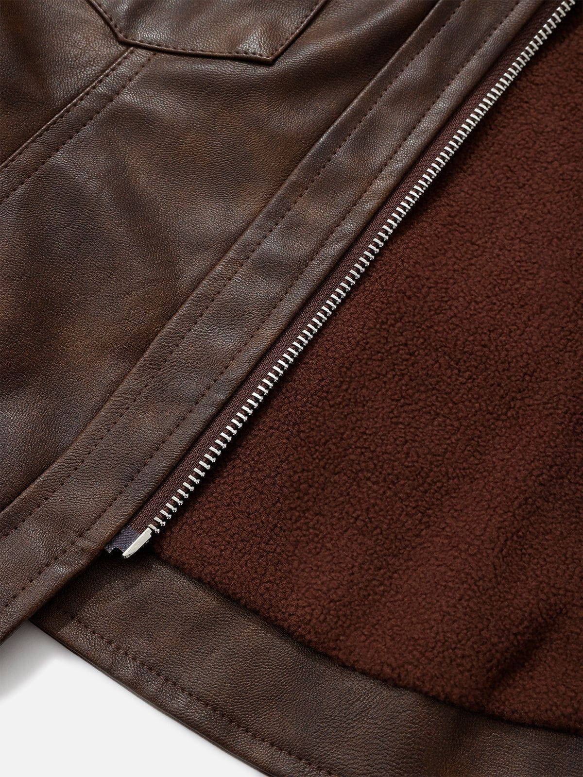 Aelfric Eden Fur Collar Faux Leather Jacket - Image 8