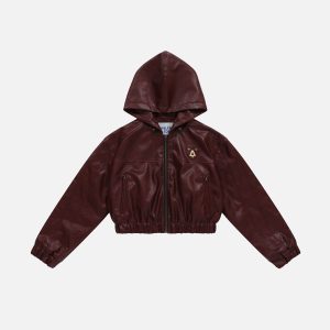 Aelfric Eden Cropped Faux Leather Hooded Jacket