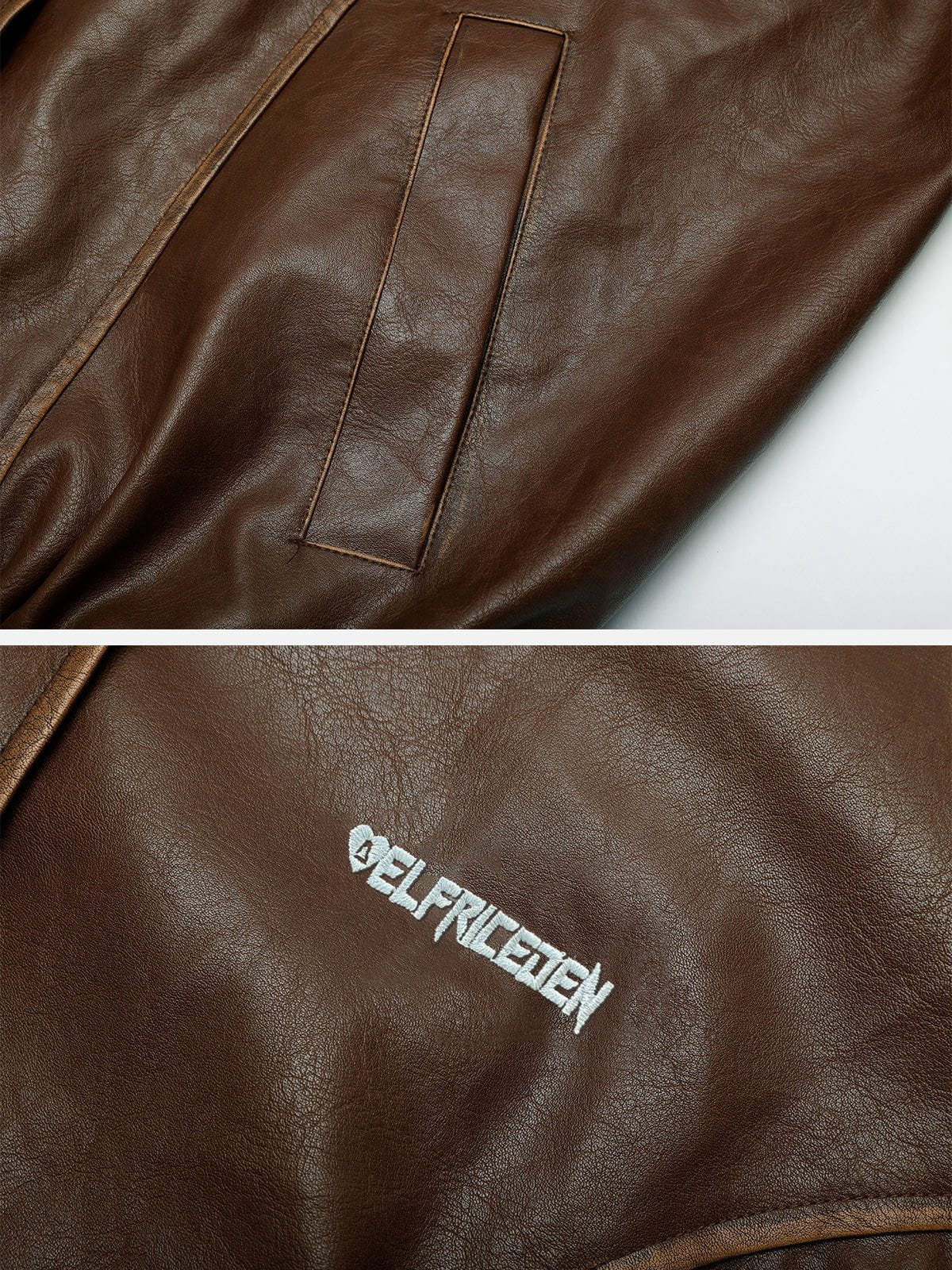 Aelfric Eden Line Patchwork Faux Leather Jacket - Image 6