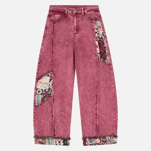 Aelfric Eden Frayed Ethnic Baaggy Barrel Jeans
