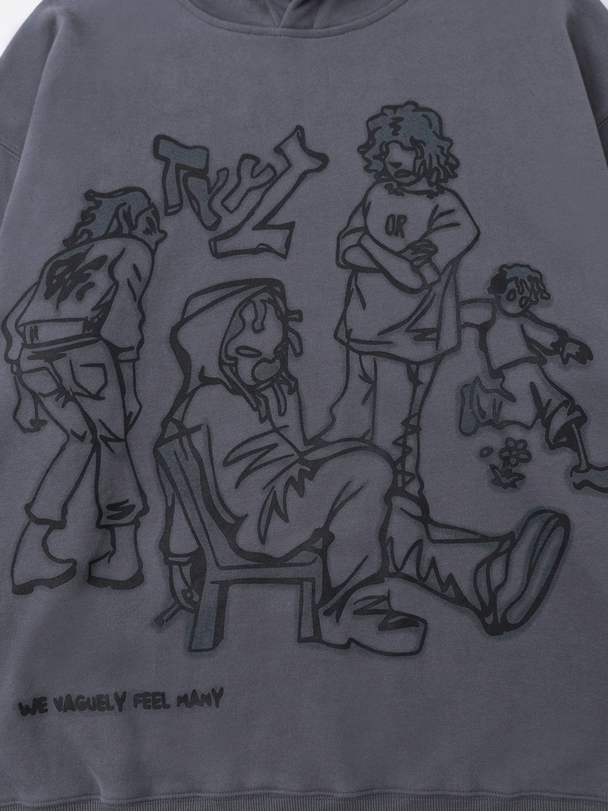 Aelfric Eden Cartoon Line Character Graphic Hoodie - Image 15