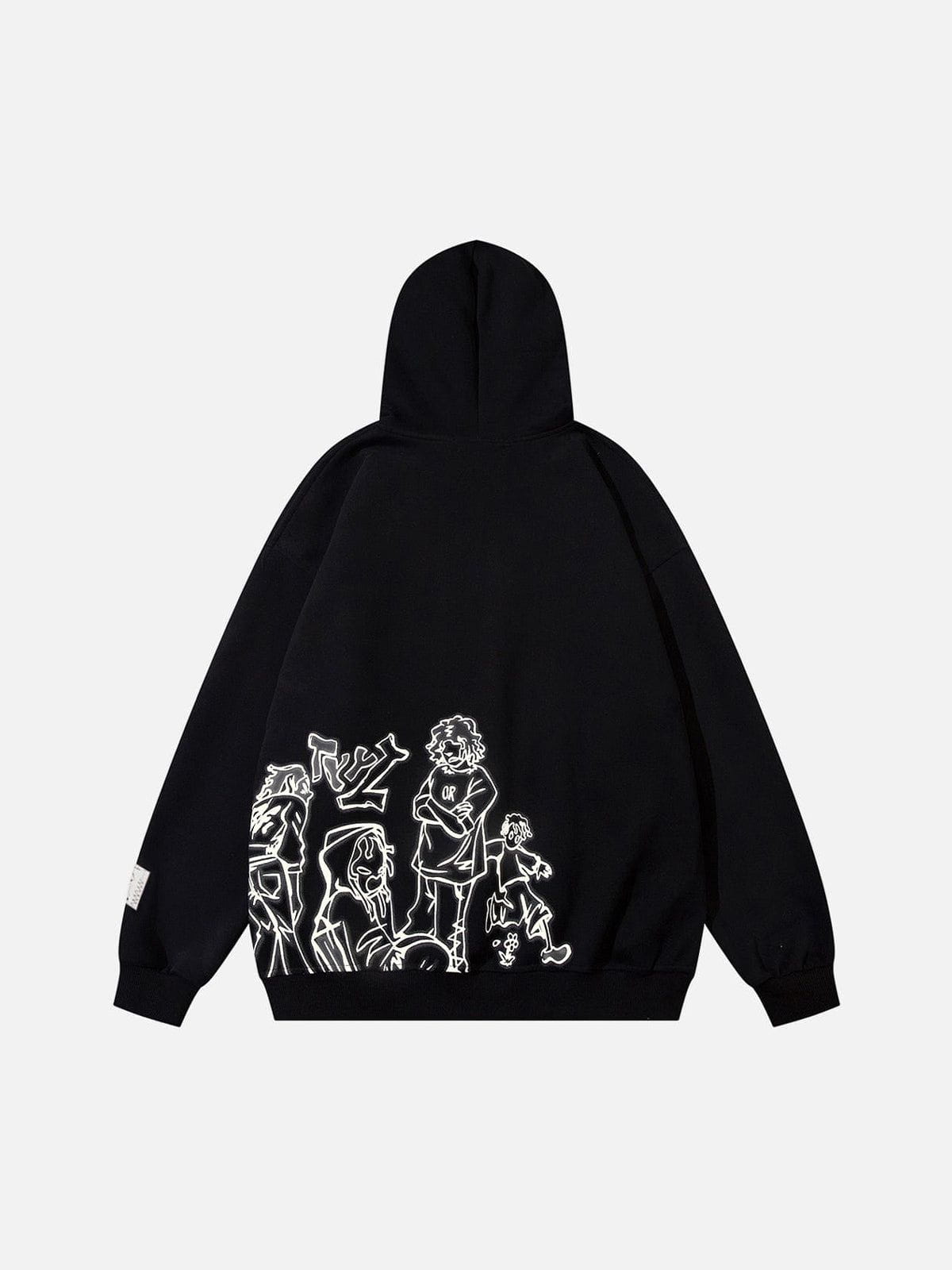 Aelfric Eden Cartoon Line Character Graphic Hoodie - Image 9