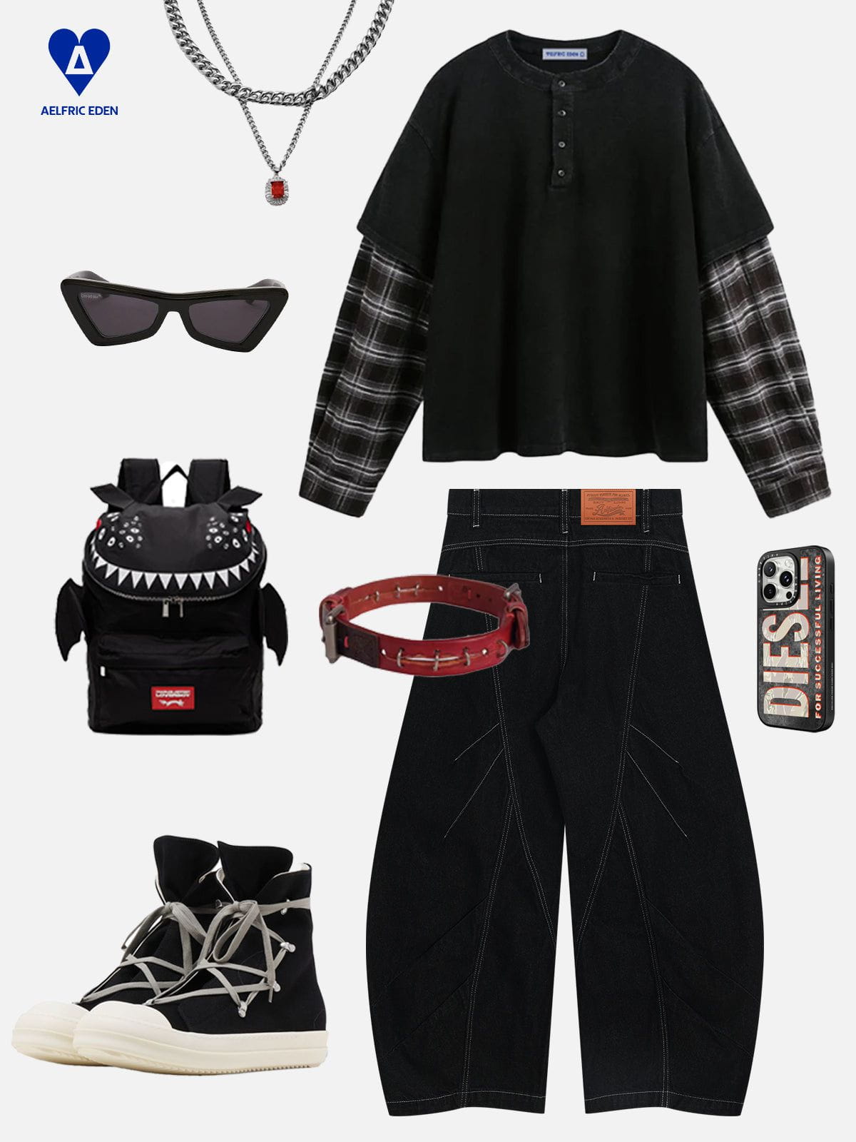 Aelfric Eden Plaid Layered Long Sleeve Tee - Image 5