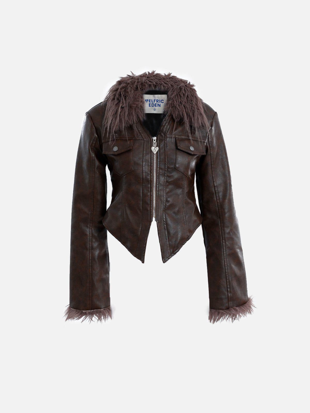 Aelfric Eden Fur Collar Faux Leather Jacket - Image 2