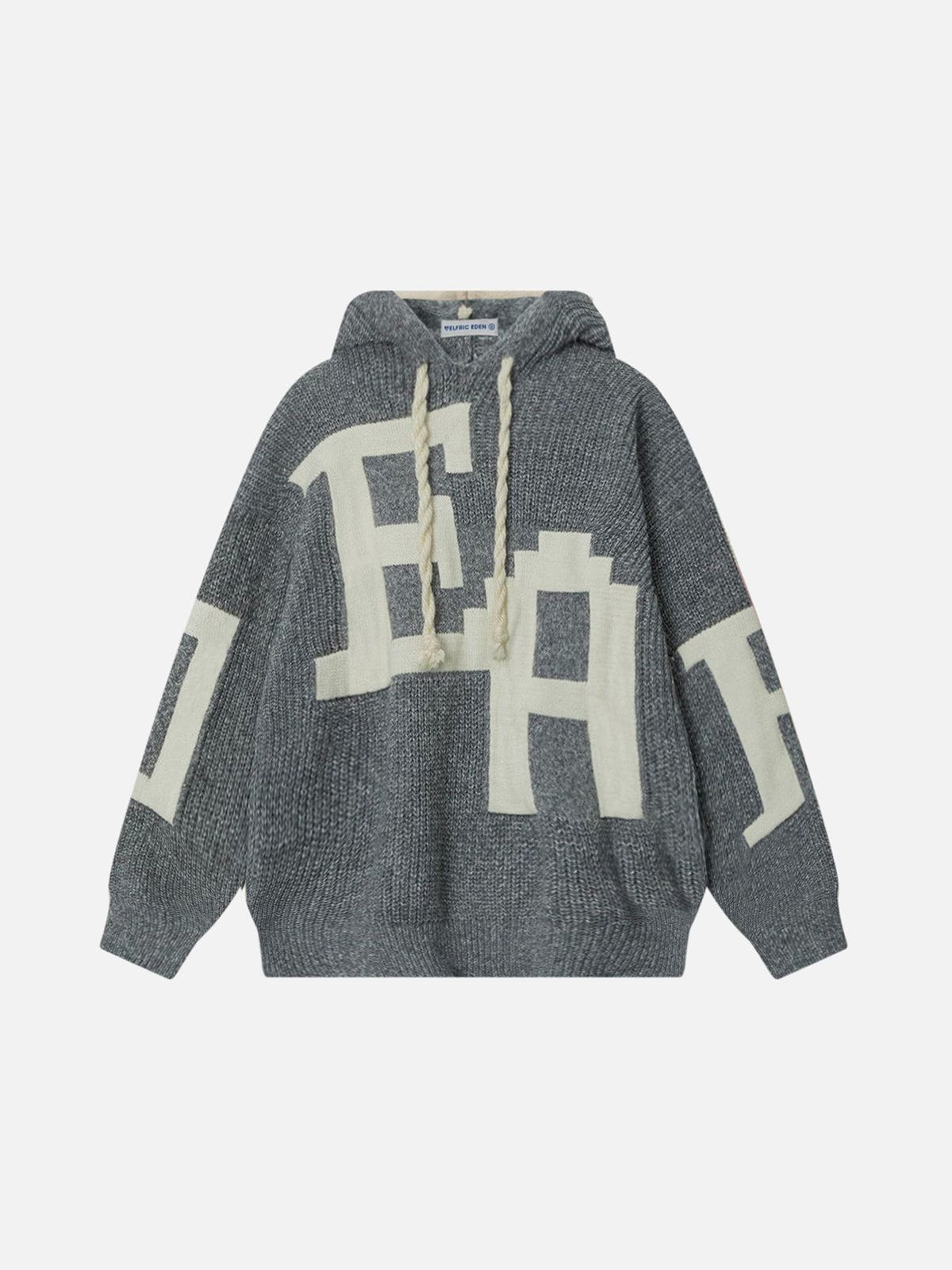 Aelfric Eden Letter Jacquard Knit Pullover Hoodie - Image 2