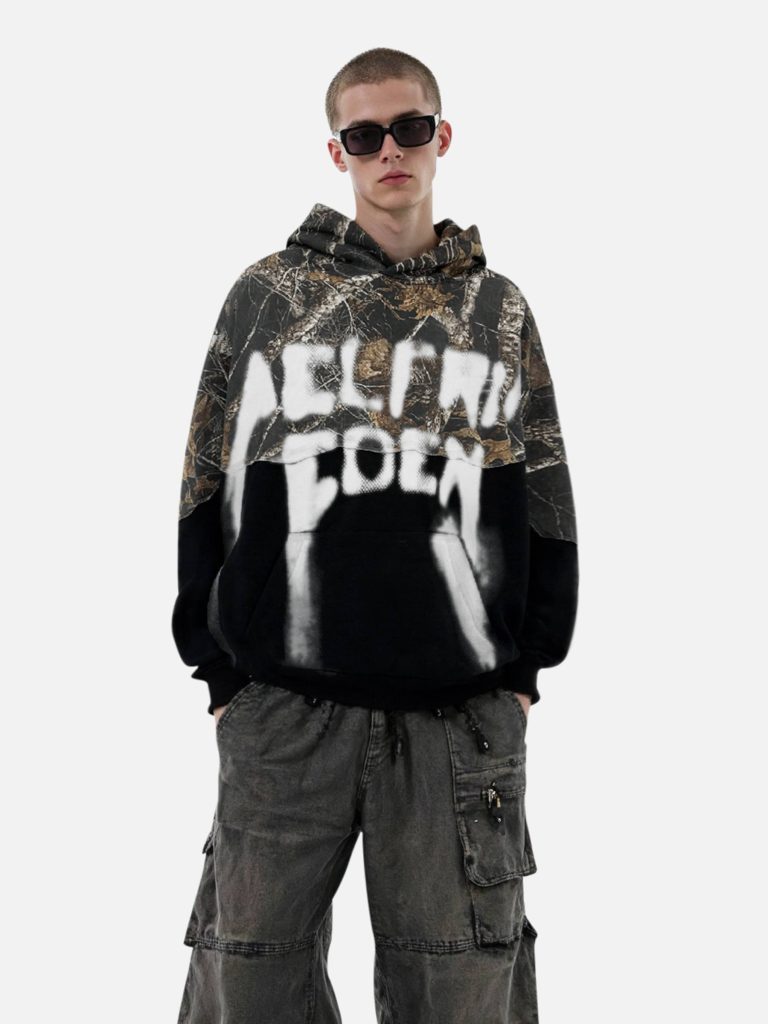 [Pre-Order] Aelfric Eden CAMO Graffiti Patchwork Pullover Hoodie