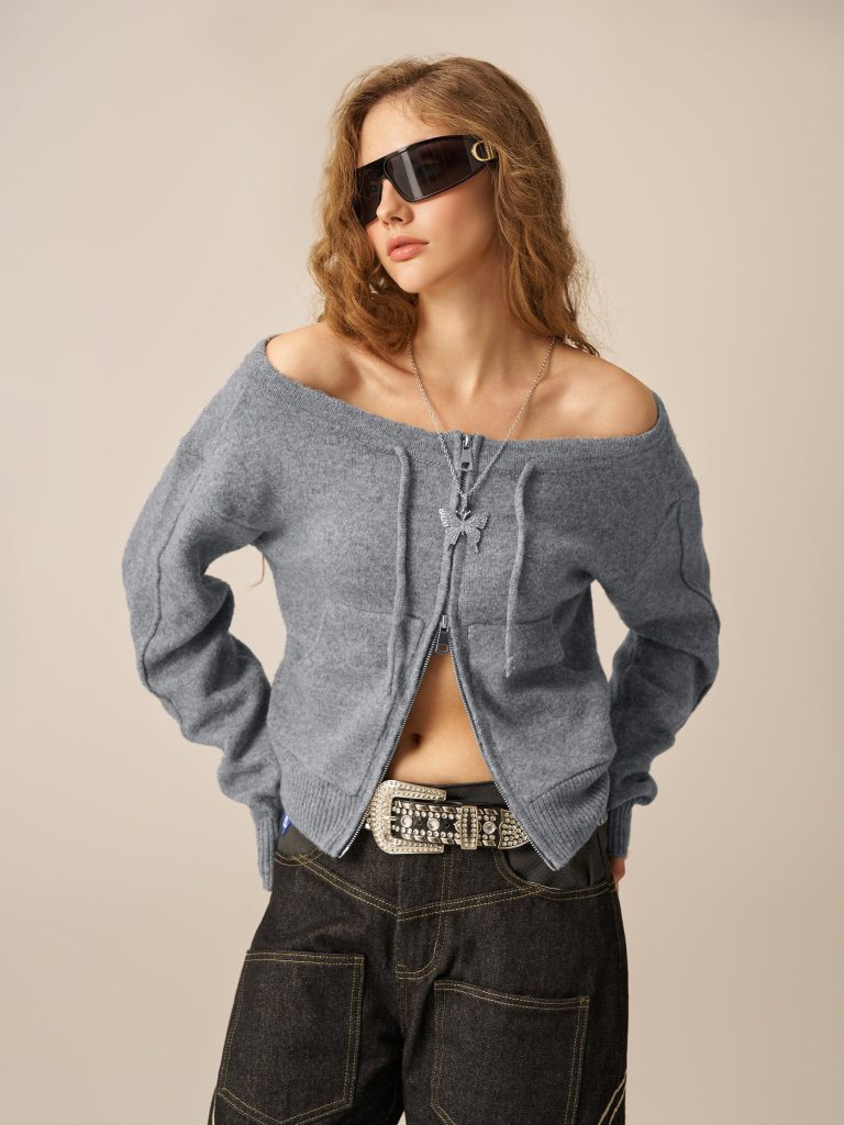 Aelfric Eden One Shoulder Zip Up Cardigan