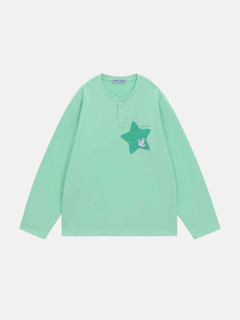 Aelfric Eden Eden Star Henley Long Sleeve Tee