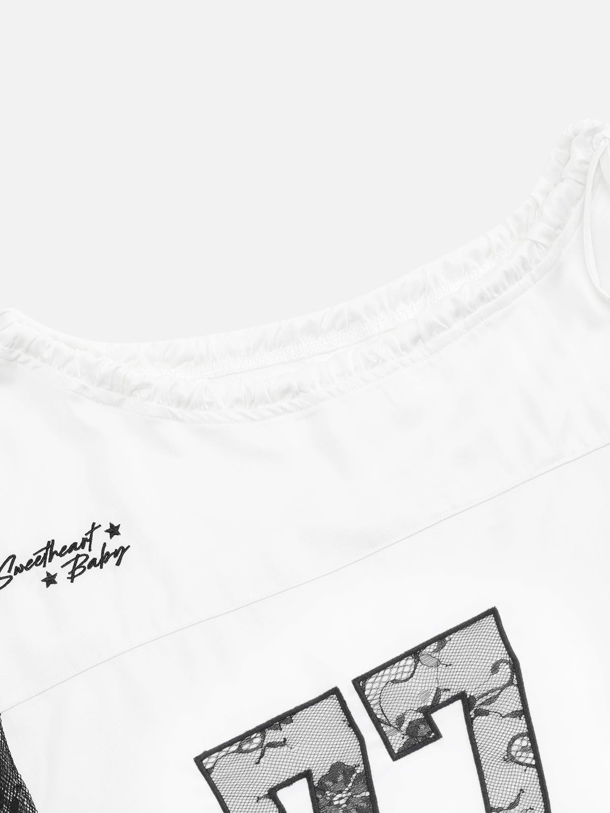 Aelfric Eden Lace Patchwork Off Shoulder Tee - Image 4