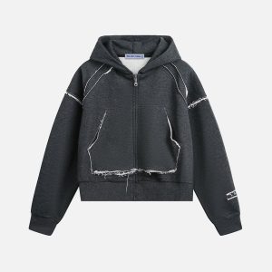 Aelfric Eden Fringe Boxy Zip Up Hoodie