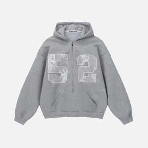 Aelfric Eden Lace Number Half Zip Up Hoodie