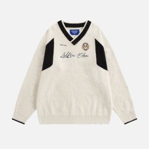 Aelfric Eden Patchwork V-Neck Sweater