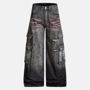 Aelfric Eden Washed Whiskering Multi Pocket Baaggy Jeans