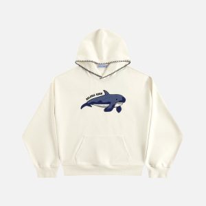 Aelfric Eden Towel Embroidery Whale Pullover Hoodie