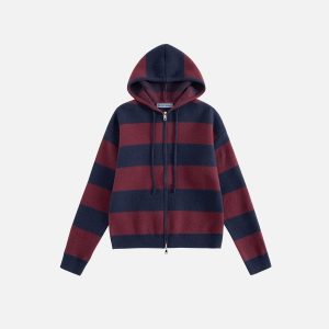 Aelfric Eden Stripe Knit Cropped Zip Up Hoodie