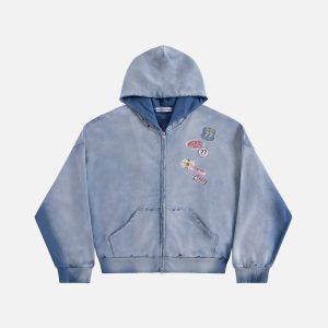 Aelfric Eden Badge Boxy Zip Up Hoodie