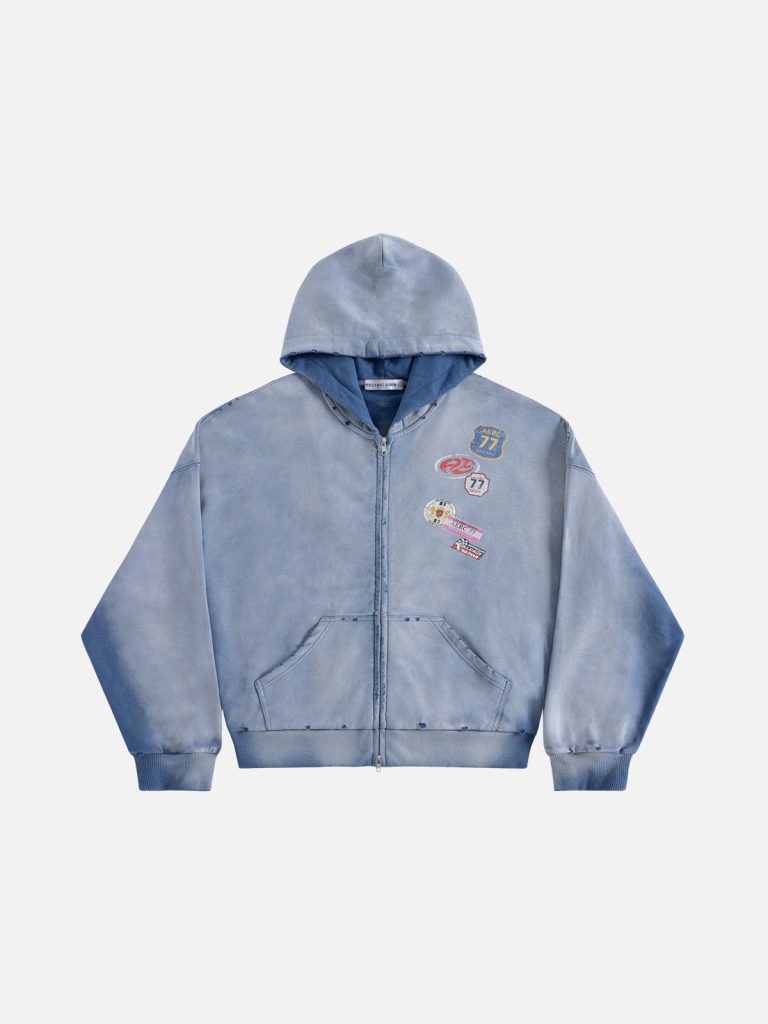 Aelfric Eden Badge Boxy Zip Up Hoodie