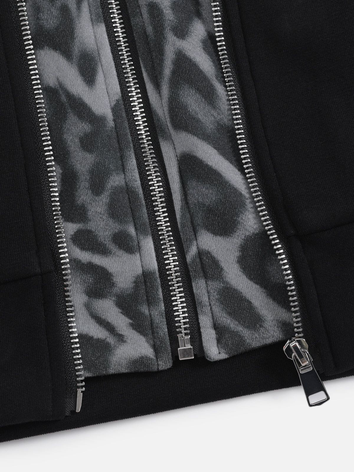 Aelfric Eden Leopard Two Layer Boxy Zip Up Hoodie - Image 5