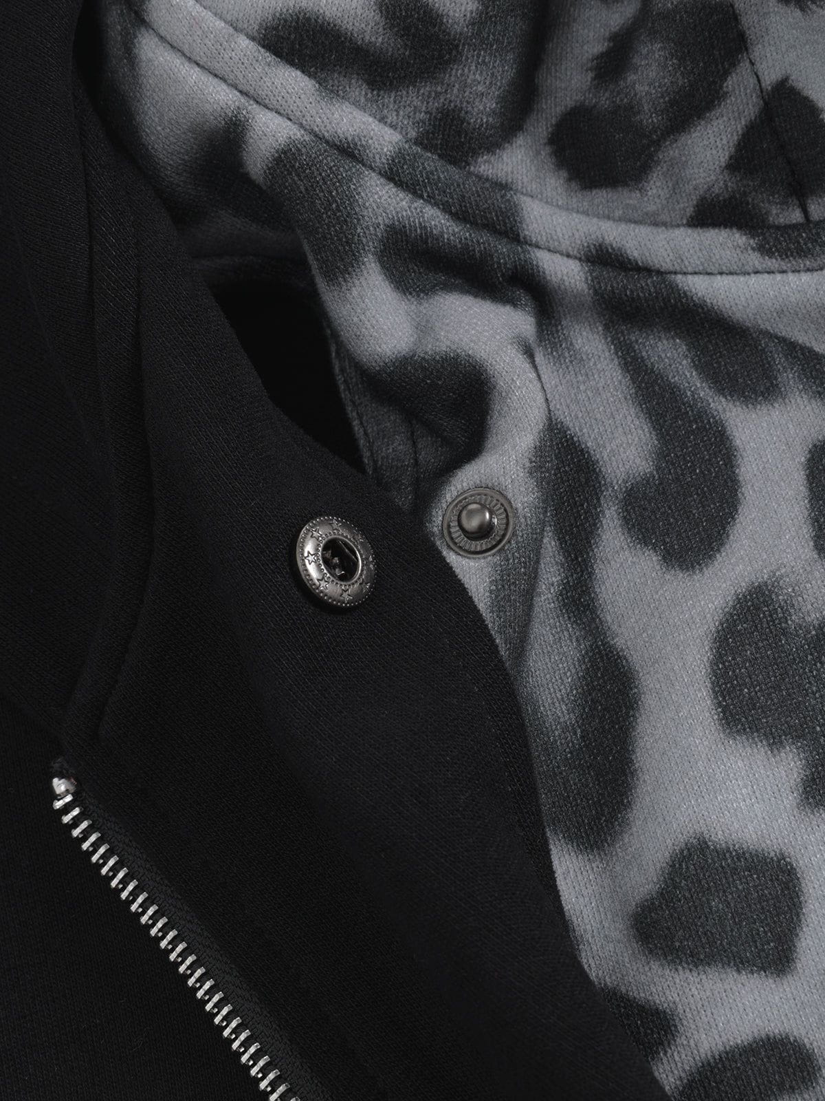 Aelfric Eden Leopard Two Layer Boxy Zip Up Hoodie - Image 4