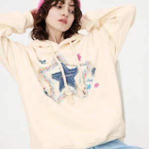 Aelfric Eden Denim Star Applique Hoodie