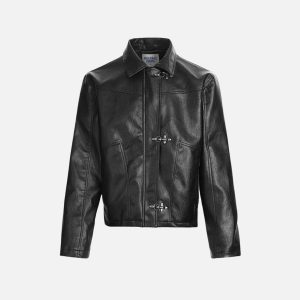 Aelfric Eden Metal Button Faux Leather Jacket