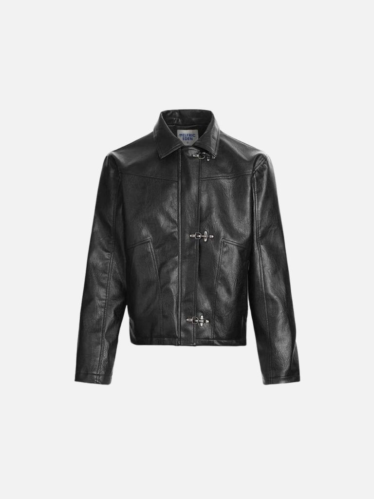 Aelfric Eden Metal Button Faux Leather Jacket