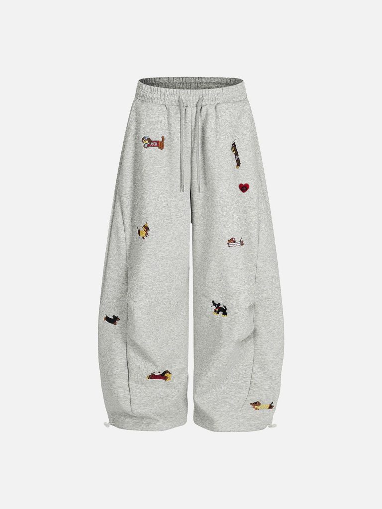 Aelfric Eden Embroidery Puppy Baaggy Barrel Sweatpants