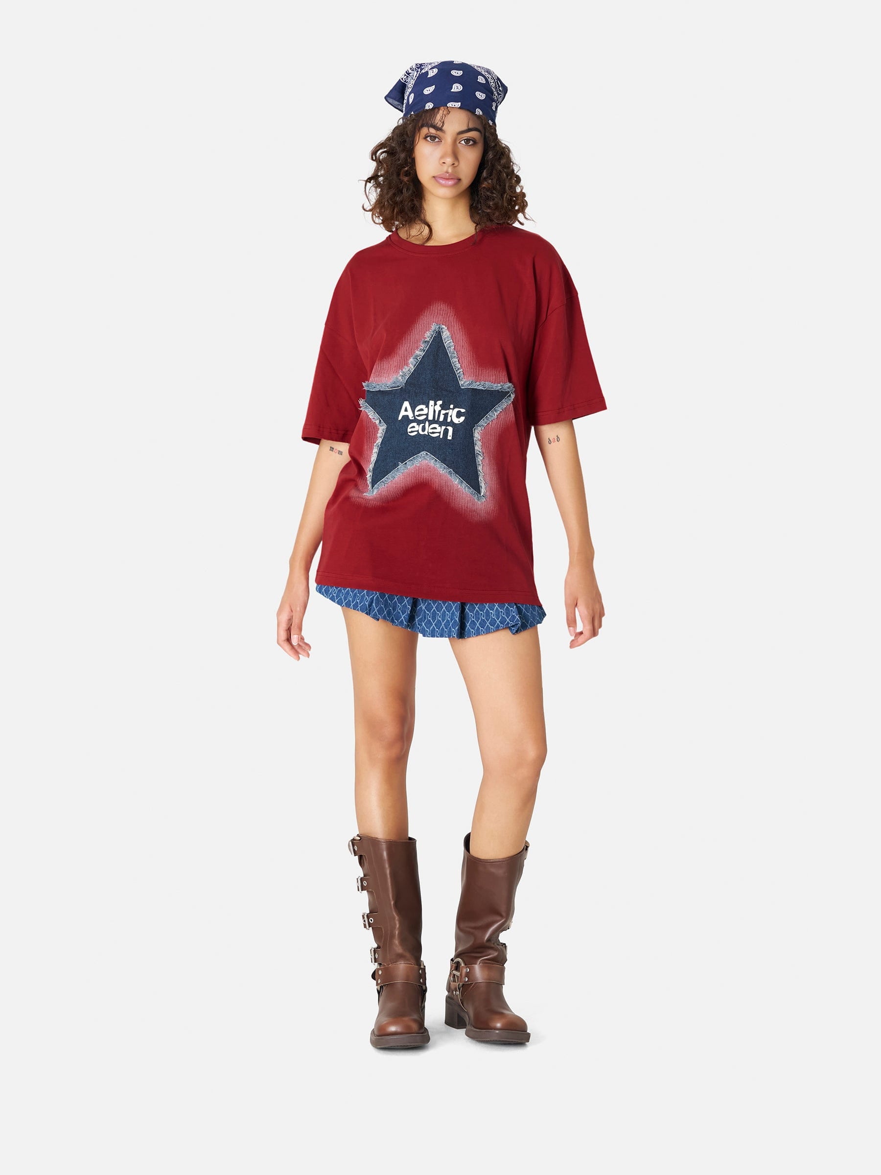 Aelfric Eden Denim Star Applique Tee - Image 3