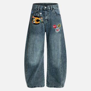 Aelfric Eden Embroidery Baaggy Barrel Jeans