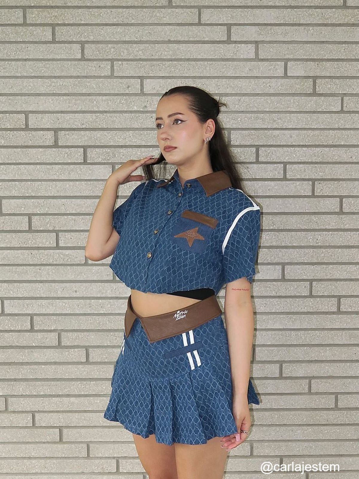 Aelfric Eden Vintage Denim Jacquard Skirt - Image 3