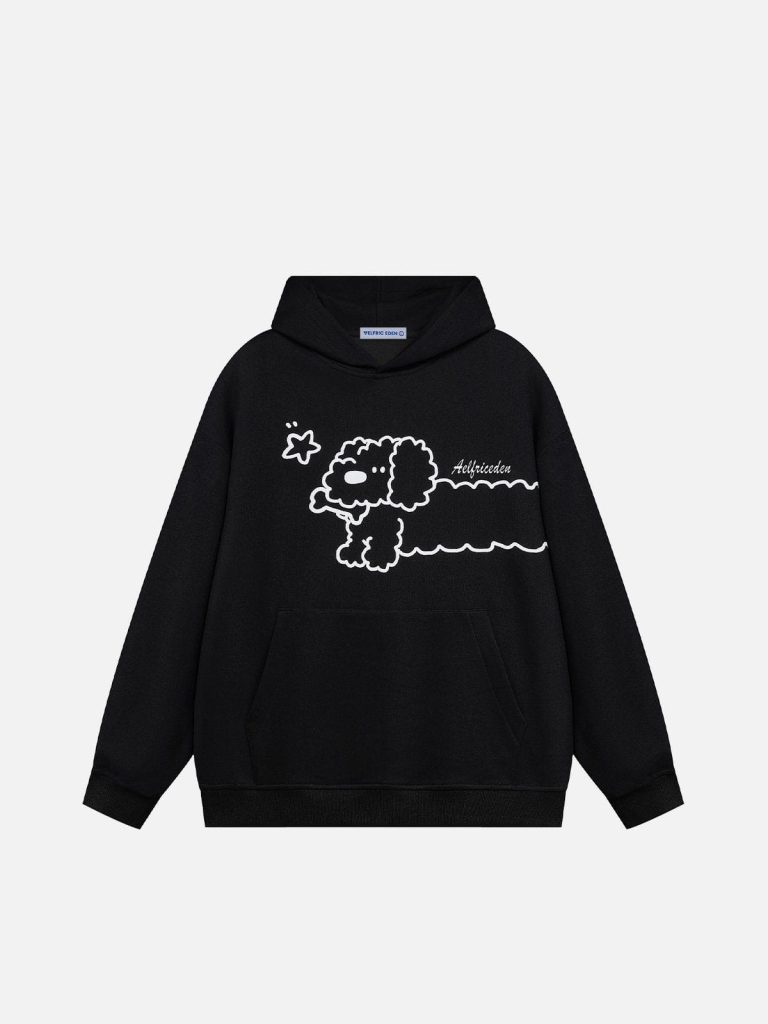 Aelfric Eden Cartoon Puppy Graphic Pullover Hoodie