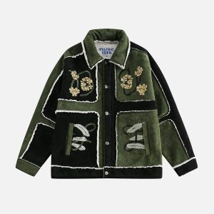 Aelfric Eden Color Block Embroidery Floral Coat