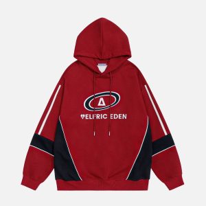 Aelfric Eden Color Blocking Embroidery Pullover Hoodie
