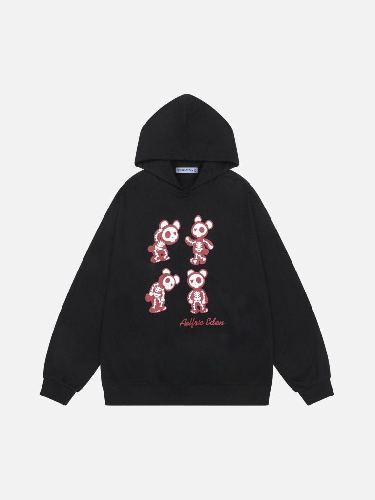 Aelfric Eden Skeleton Bear Graphic Pullover Hoodie