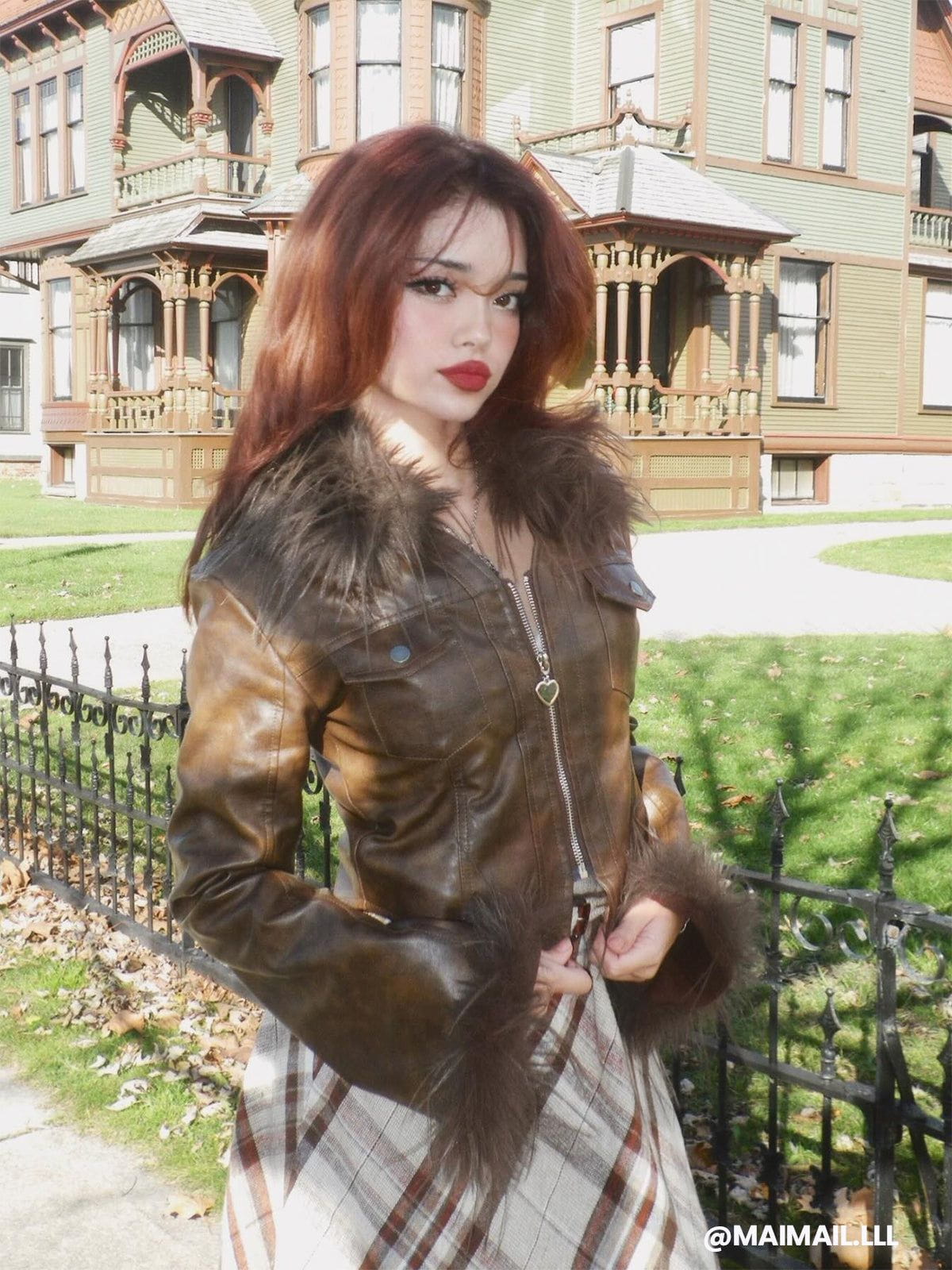Aelfric Eden Fur Collar Faux Leather Jacket